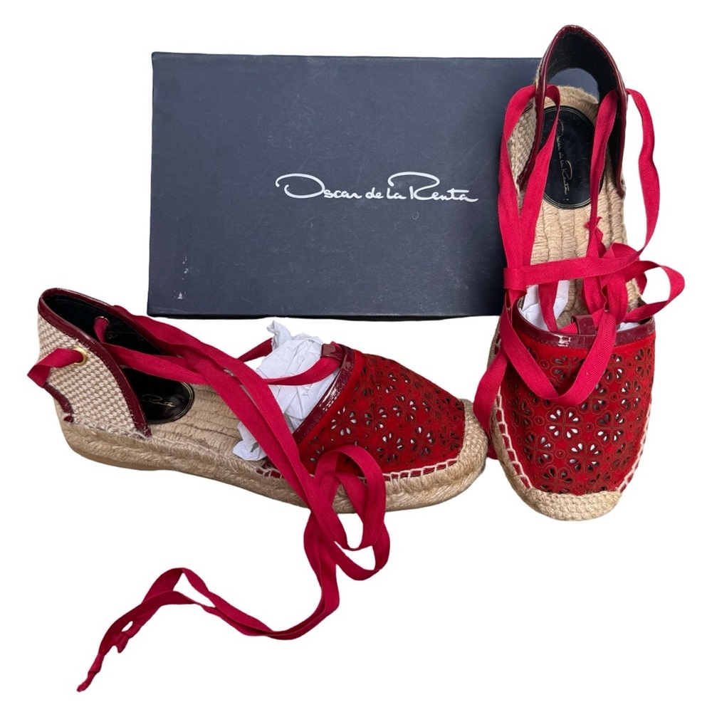 Ruby Espadrille by Oscar de la Renta Laser Cut Suede Size 38 Runway 2015 Couture